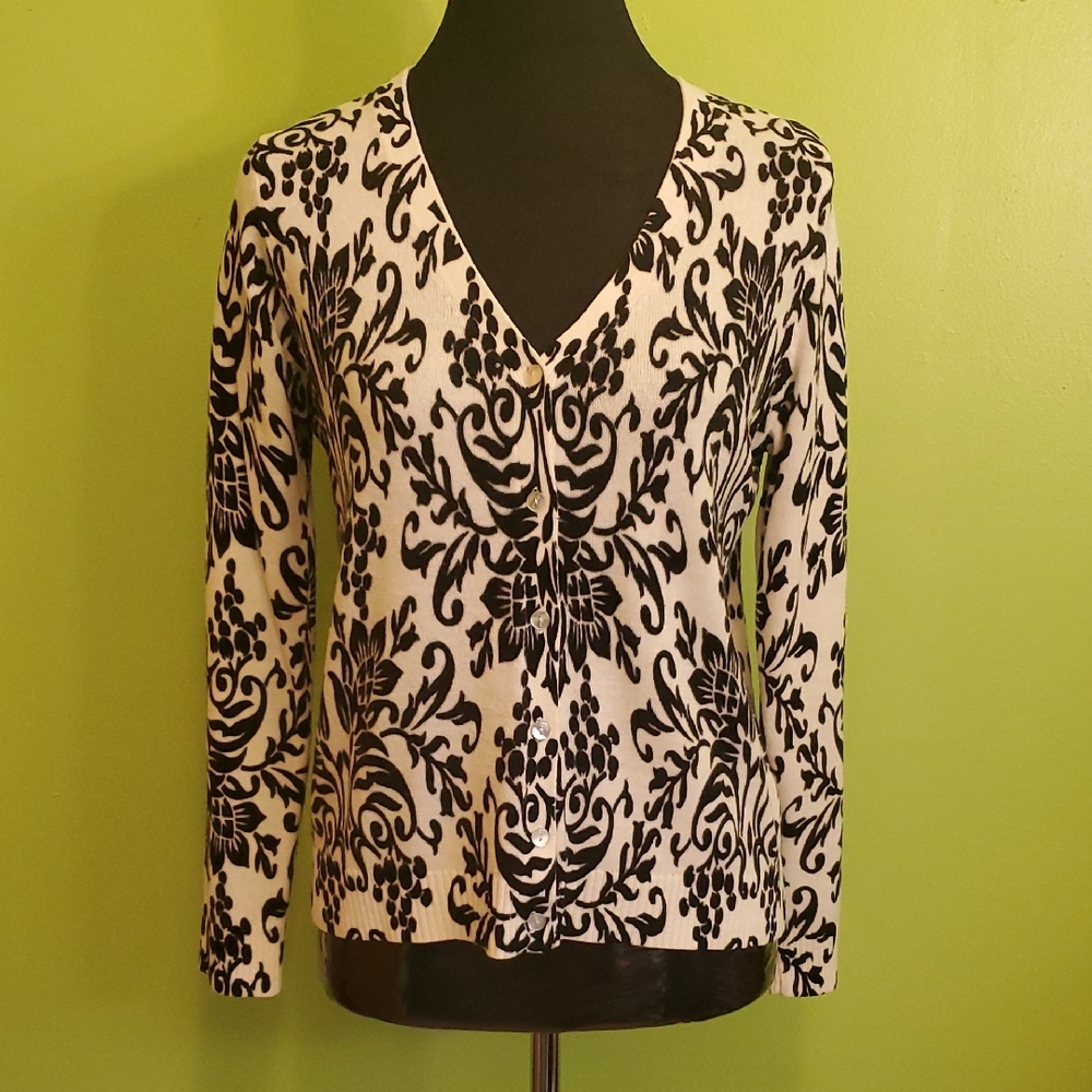 Christopher & Banks Monochrome Patterned Button Front Cartigan